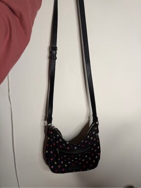 Vera Bradley Black Crossbody with Multicolor Polka Dots